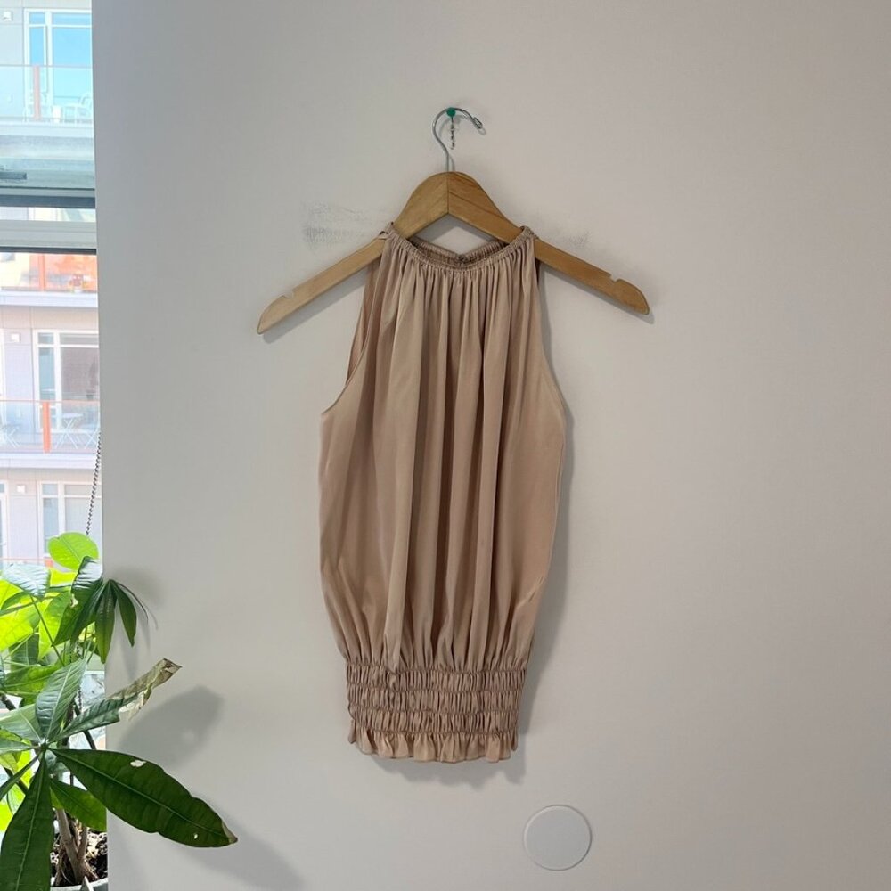 Ramy Brook Gold Silk High Neck Tank Size XS